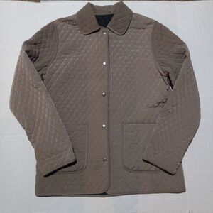 OutBrook Reversible Quilted Barn Coat-Large-Fleece Lined-Zipper Pockets-Snap